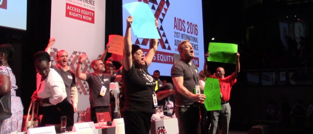 Anti-criminalization activists took the main stage at an AIDS2016 plenary.